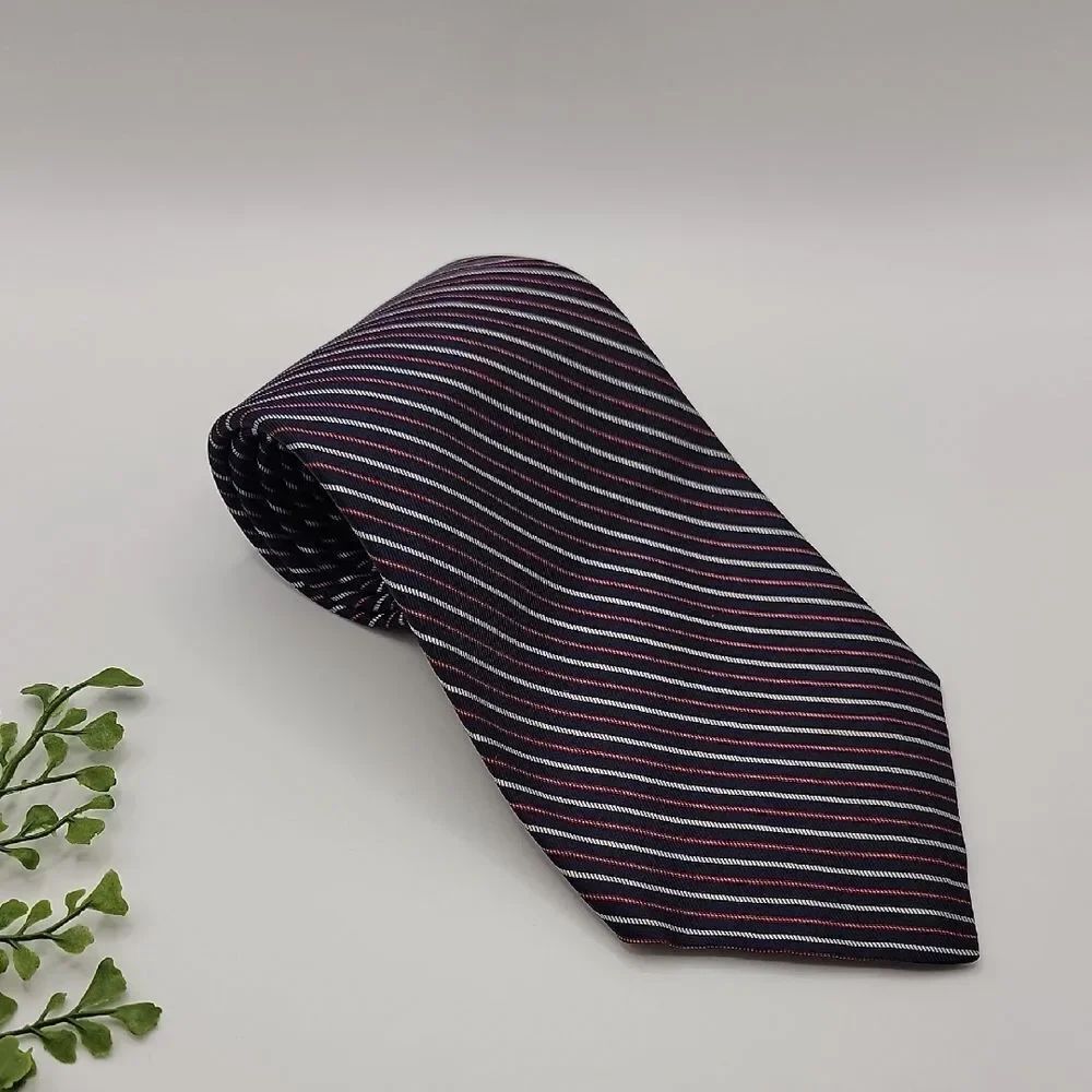 Robert Talbott Striped Men's Tie in Black, Red and White